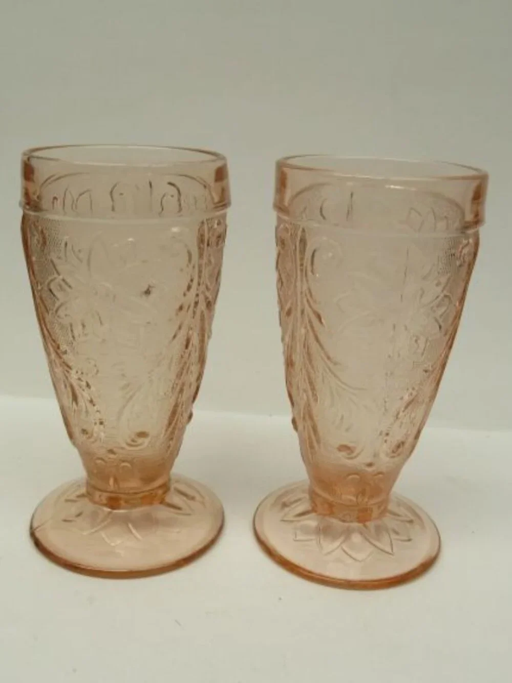 2 - Tiara Pink Indiana SANDWICH 6 1/4 Inch High Ice Tea Tumblers